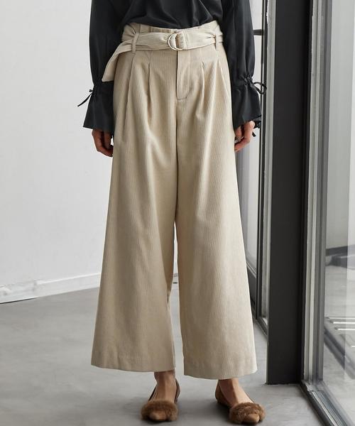 green label relaxing（グリーンレーベルリラクシング）の「CB AIRウォッシュコーデュロイ ワイドパンツ ◆（その他パンツ・レディース・ナチュラル/ベージュ/ライトブルー・36/38）」の2枚目の写真