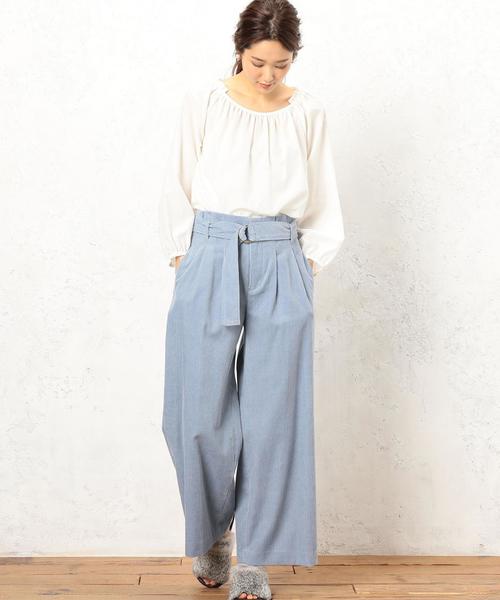 green label relaxing（グリーンレーベルリラクシング）の「CB AIRウォッシュコーデュロイ ワイドパンツ ◆（その他パンツ・レディース・ナチュラル/ベージュ/ライトブルー・36/38）」の18枚目の写真