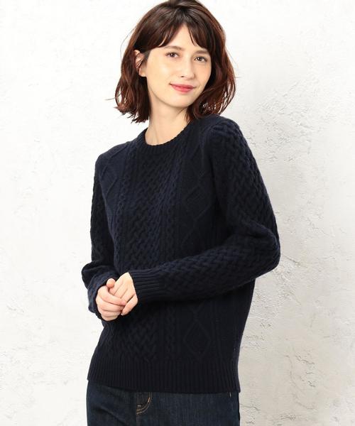 green label relaxing(グリーンレーベルリラクシング)の「CB ハミルトン アラン クルーネックニット ◆(ニット/セーター・レディース・オフホワイト/ライトグレー/ネイビー/ライトブルー/イエロー/レッド・38/40)」の4枚目の写真
