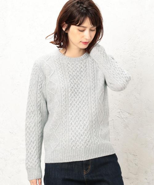 green label relaxing(グリーンレーベルリラクシング)の「CB ハミルトン アラン クルーネックニット ◆(ニット/セーター・レディース・オフホワイト/ライトグレー/ネイビー/ライトブルー/イエロー/レッド・38/40)」の13枚目の写真