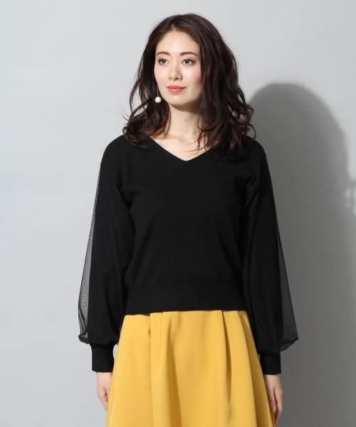 Andemiu（アンデミュウ）の「ソデチュールＶ／Ｎニット786041（ニット/セーター・レディース・ホワイト/ブラック/グレー/ネイビー・FREE）」の12枚目の写真