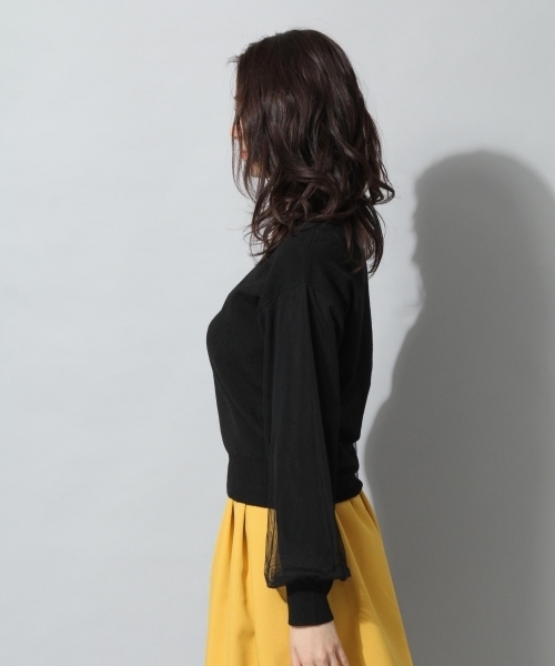 Andemiu（アンデミュウ）の「ソデチュールＶ／Ｎニット786041（ニット/セーター・レディース・ホワイト/ブラック/グレー/ネイビー・FREE）」の5枚目の写真