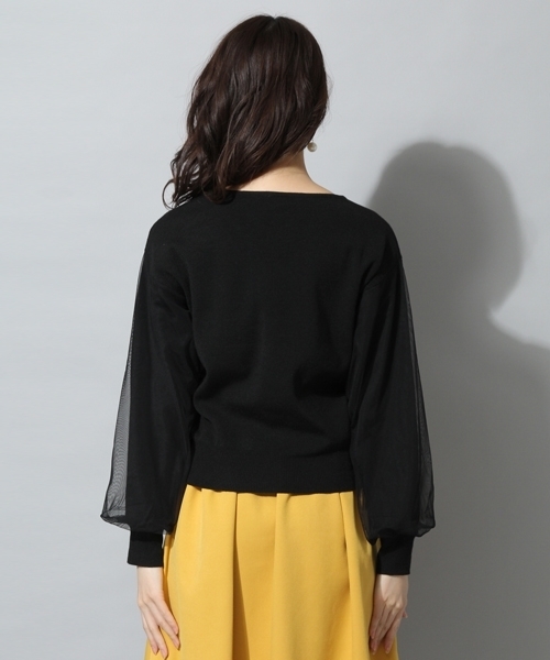 Andemiu（アンデミュウ）の「ソデチュールＶ／Ｎニット786041（ニット/セーター・レディース・ホワイト/ブラック/グレー/ネイビー・FREE）」の15枚目の写真