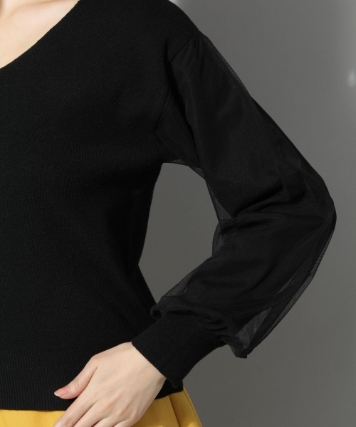 Andemiu（アンデミュウ）の「ソデチュールＶ／Ｎニット786041（ニット/セーター・レディース・ホワイト/ブラック/グレー/ネイビー・FREE）」の11枚目の写真