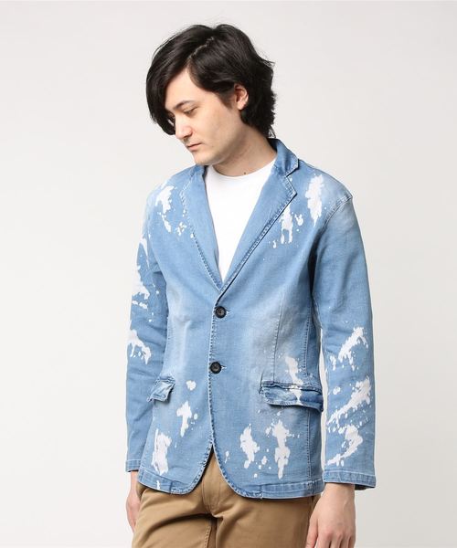 STYLEBLOCK（スタイルブロック）の「ストレッチデニムカモフラスプラッシュテーラードジャケット（テーラードジャケット・メンズ・カモフラージュ/ブルー/サックスブルー・M/XL/L）」の2枚目の写真