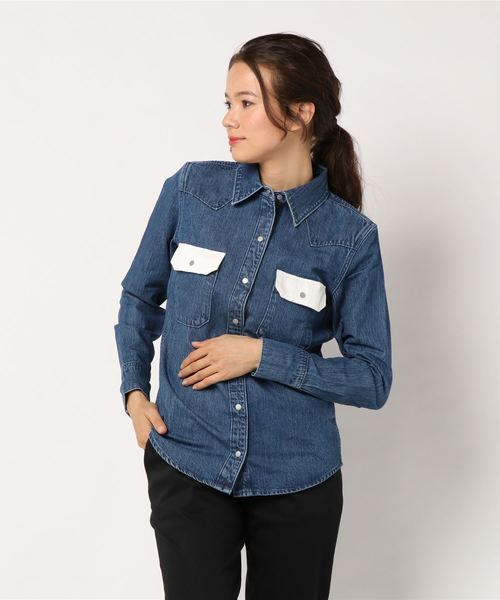 Calvin Klein Jeans(カルヴァンクラインジーンズ)の「ウェスタン スリムデニムシャツ(シャツ/ブラウス・レディース・ブルー・LARGE/MEDIUM/SMALL/X-SMALL)」の7枚目の写真