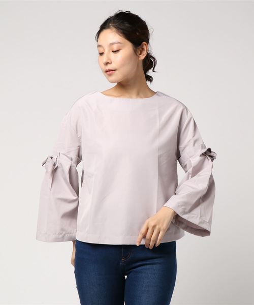 AMERICAN HOLIC（アメリカンホリック）の「・フレアリボン袖ブラウス（シャツ/ブラウス・レディース・チャコールグレー/ネイビー/オフホワイト/ライトベージュ・FREE）」の3枚目の写真