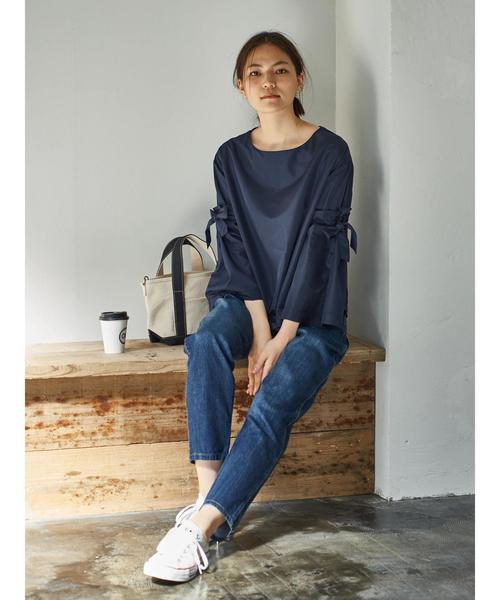 AMERICAN HOLIC（アメリカンホリック）の「・フレアリボン袖ブラウス（シャツ/ブラウス・レディース・チャコールグレー/ネイビー/オフホワイト/ライトベージュ・FREE）」の12枚目の写真