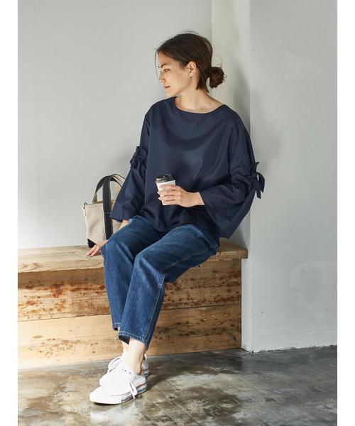 AMERICAN HOLIC（アメリカンホリック）の「・フレアリボン袖ブラウス（シャツ/ブラウス・レディース・チャコールグレー/ネイビー/オフホワイト/ライトベージュ・FREE）」の10枚目の写真