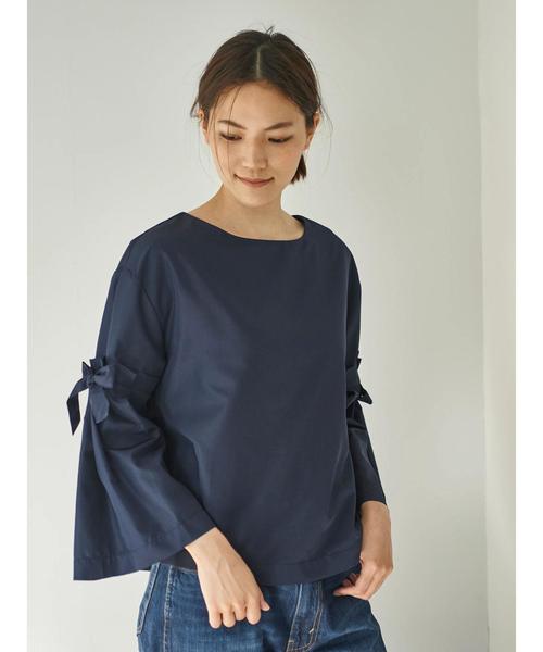 AMERICAN HOLIC（アメリカンホリック）の「・フレアリボン袖ブラウス（シャツ/ブラウス・レディース・チャコールグレー/ネイビー/オフホワイト/ライトベージュ・FREE）」の9枚目の写真