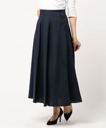 【手洗い可能】40リネンバイヤスミディ丈スカート