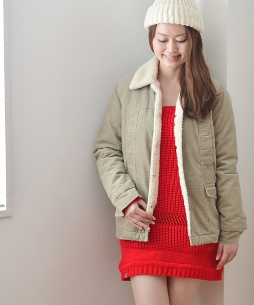 SHIPS for women（シップスフォーウィメン）の「★★LEE:コーデュロイ ランチ コート◇（その他アウター・レディース・オフホワイト/ベージュ・SMALL/MEDIUM）」の2枚目の写真