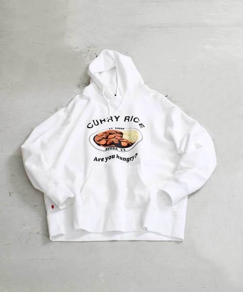 BUCCA 44（ブッカフォーティーフォー）の「【BUCCA 44】カレーライスプリントパーカー（パーカー・メンズ・ホワイト/ブラック/グリーン・MEDIUM/LARGE/X-LARGE/XX-LARGE/XXX-LARGE）」の2枚目の写真
