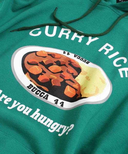 BUCCA 44（ブッカフォーティーフォー）の「【BUCCA 44】カレーライスプリントパーカー（パーカー・メンズ・ホワイト/ブラック/グリーン・MEDIUM/LARGE/X-LARGE/XX-LARGE/XXX-LARGE）」の10枚目の写真