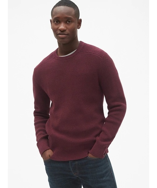 GAP（ギャップ）の「シェーカーステッチ プルオーバー クルーネックセーター（ニット/セーター・メンズ・チャコールグレー/ライトグレー/ブラック/ネイビー/グリーン/バーガンディー・S/M/L/XL/XS）」の6枚目の写真