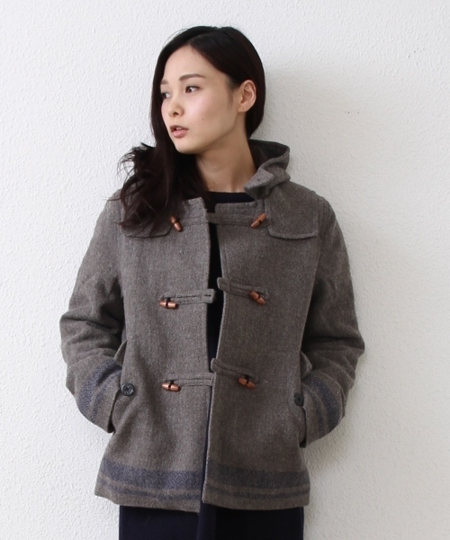 coen（コーエン）の「アンデスウールラインダッフルコート（ダッフルコート・レディース・グレー/ダークブラウン・MEDIUM/LARGE）」の2枚目の写真