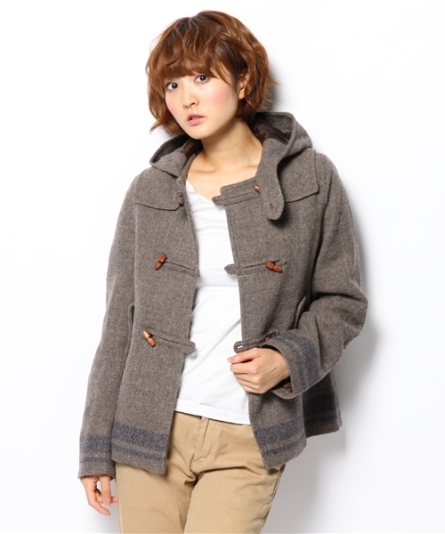 coen（コーエン）の「アンデスウールラインダッフルコート（ダッフルコート・レディース・グレー/ダークブラウン・MEDIUM/LARGE）」の6枚目の写真