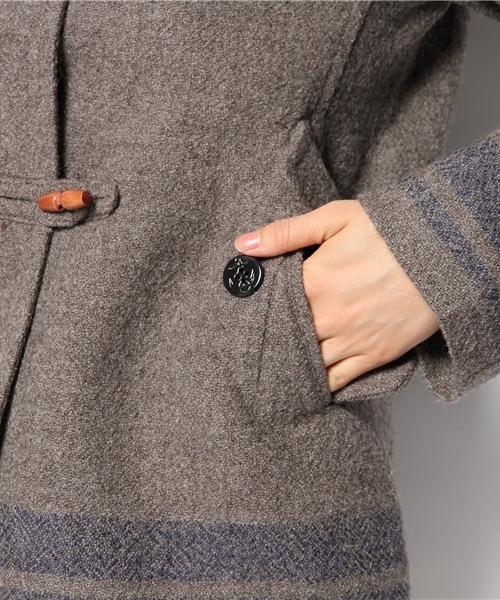 coen（コーエン）の「アンデスウールラインダッフルコート（ダッフルコート・レディース・グレー/ダークブラウン・MEDIUM/LARGE）」の9枚目の写真