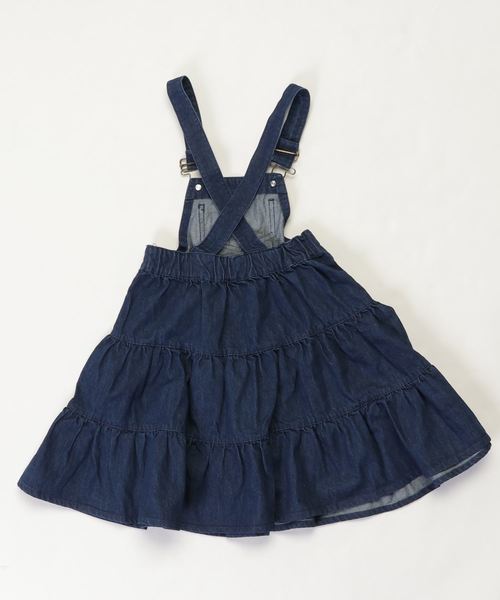 RUGGEDWORKS（ラゲッドワークス）の「キッズ 無地 七分丈ワンピース ジャンスカ（サロペット/オーバーオール・キッズ・インディゴブルー・100cm/110cm/120cm/130cm/140cm/90cm）」の2枚目の写真
