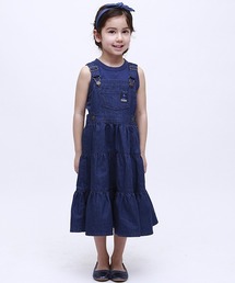 キッズ 無地 七分丈ワンピース ジャンスカ