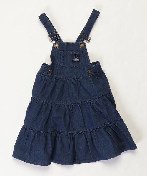 RUGGEDWORKS（ラゲッドワークス）の「キッズ 無地 七分丈ワンピース ジャンスカ（サロペット/オーバーオール・キッズ・インディゴブルー・100cm/110cm/120cm/130cm/140cm/90cm）」の4枚目の写真
