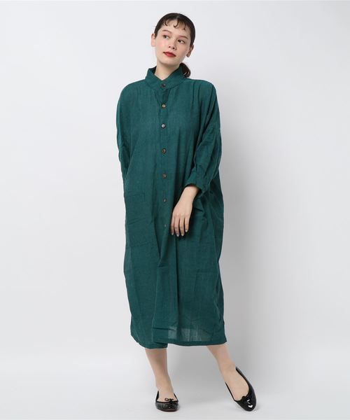 チャイハネ（チャイハネ）の「【チャイハネ】yul バンドカラーシャツワンピース（シャツワンピース・レディース・ブラック/オフホワイト/カーキ/グリーン/キャメル/ターコイズブルー/ブルー・FREE）」の13枚目の写真