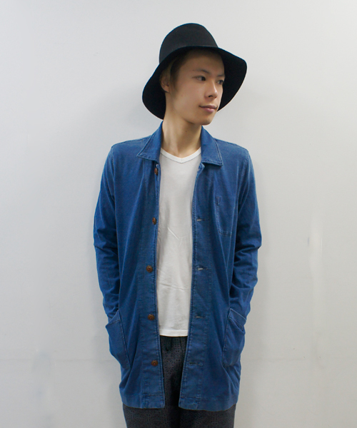 CIAOPANIC（チャオパニック）の「【INDIGOS】INDIGOショップコート（ステンカラーコート・メンズ・ネイビー/ブルー・LARGE/MEDIUM）」の4枚目の写真