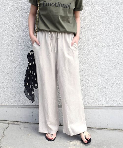 Khaju(カージュ)の「Khaju:リラックスイージーパンツ◆(その他パンツ・レディース・オフホワイト/カーキ/ライトブルー・ONE SIZE)」の2枚目の写真