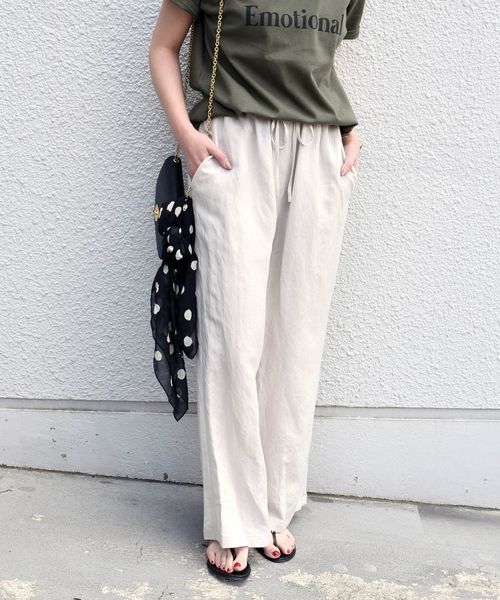 Khaju(カージュ)の「Khaju:リラックスイージーパンツ◆(その他パンツ・レディース・オフホワイト/カーキ/ライトブルー・ONE SIZE)」の4枚目の写真