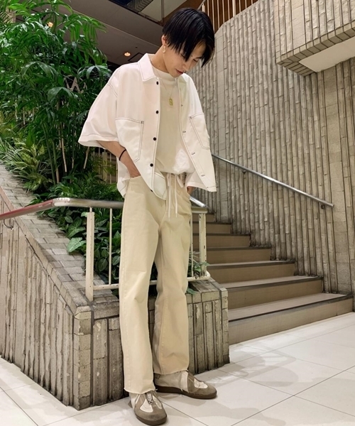 WEGO(ウィゴー)の「WEGO/カラーステッチビッグシルエット5分袖ポプリンシャツ(シャツ/ブラウス・メンズ・ホワイト/ブラック/ベージュ/パープル/ライトピンク/ダークオレンジ・MEDIUM/LARGE)」の16枚目の写真