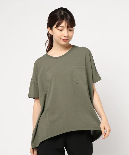 AMERICAN HOLIC(アメリカンホリック)の「ポケット付ドロップショルダーカットプルオーバー*(Tシャツ/カットソー・レディース・ブラック/チャコールグレー/ベージュ/カーキ/オフホワイト・M/L)」の5枚目の写真