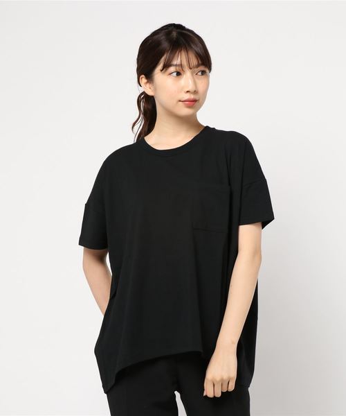 AMERICAN HOLIC(アメリカンホリック)の「ポケット付ドロップショルダーカットプルオーバー*(Tシャツ/カットソー・レディース・ブラック/チャコールグレー/ベージュ/カーキ/オフホワイト・M/L)」の3枚目の写真