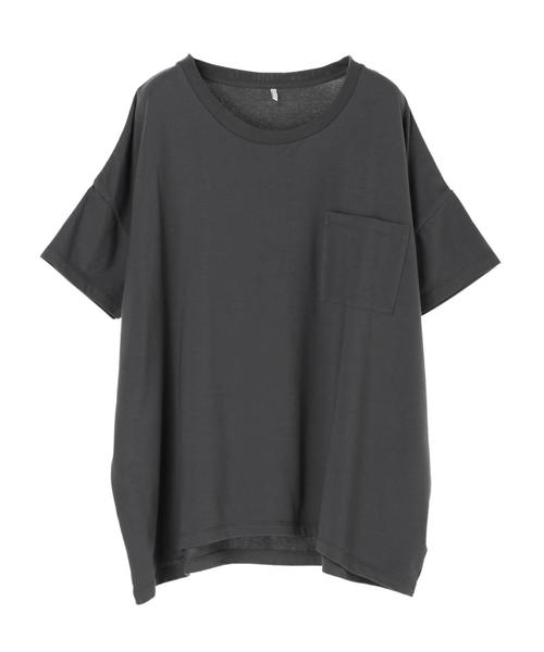 AMERICAN HOLIC(アメリカンホリック)の「ポケット付ドロップショルダーカットプルオーバー*(Tシャツ/カットソー・レディース・ブラック/チャコールグレー/ベージュ/カーキ/オフホワイト・M/L)」の7枚目の写真