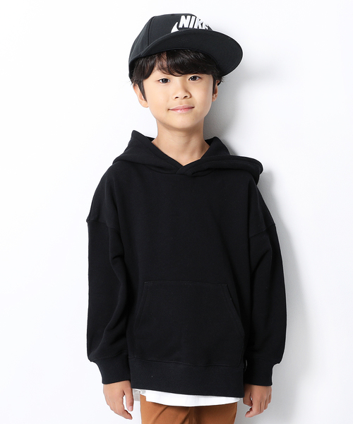 devirock（デビロック）の「スウェットレイヤード長袖プルパーカー（パーカー・キッズ・ブラック/杢グレー/グリーン系その他/パープル系その他/キャメル/ダークベージュ・100cm/110cm/120cm/130cm/140cm/150cm/160cm）」の2枚目の写真