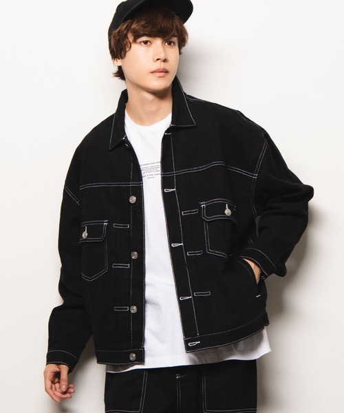 WEGO(ウィゴー)の「WEGO/【セットアップ対応商品】カラーステッチワークジャケット(その他アウター・メンズ・ブラック/ブラウン/アイボリー/ライトピンク/ダークオレンジ・MEDIUM/LARGE)」の2枚目の写真