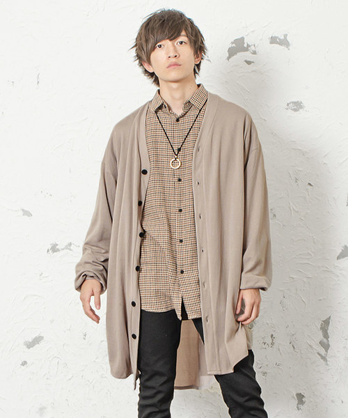 MinoriTY（マイノリティ）の「ビッグシルエットロングカーディガン アウター（カーディガン/ボレロ・メンズ・ブルー系その他/ブラック/モカ/グレー系その他・M/L）」の2枚目の写真