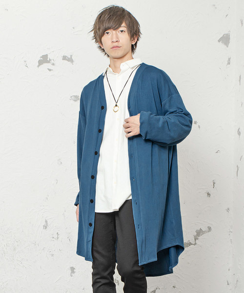 MinoriTY（マイノリティ）の「ビッグシルエットロングカーディガン アウター（カーディガン/ボレロ・メンズ・ブルー系その他/ブラック/モカ/グレー系その他・M/L）」の4枚目の写真