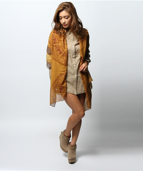 goa（ゴア）の「ﾅﾁｭﾗﾙﾊﾞｲｶﾗｰｽﾄｰﾙ付ﾋﾟｸﾞﾒﾝﾄｼｬﾂSET（シャツ/ブラウス・レディース・ブラック/モカ/ベージュ・FREE）」の7枚目の写真