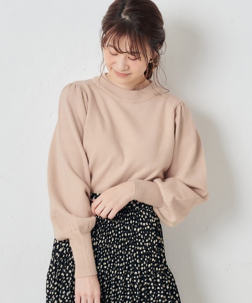 one after another NICE CLAUP（ワンアフターアナザーナイスクラップ）の「袖パフスリーブプチハイニット（ニット/セーター・レディース・アイボリー/ブラウン/ベージュ/ミント/ラベンダー・FREE）」の3枚目の写真