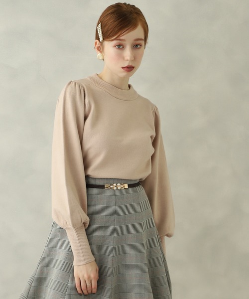 one after another NICE CLAUP（ワンアフターアナザーナイスクラップ）の「袖パフスリーブプチハイニット（ニット/セーター・レディース・アイボリー/ブラウン/ベージュ/ミント/ラベンダー・FREE）」の22枚目の写真