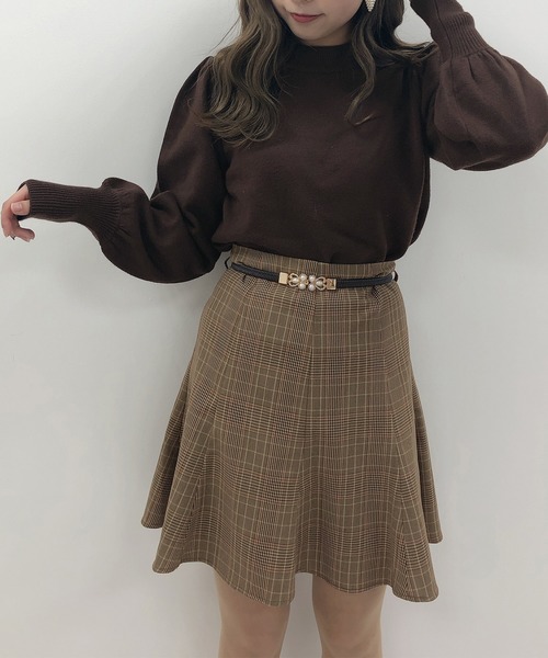 one after another NICE CLAUP（ワンアフターアナザーナイスクラップ）の「袖パフスリーブプチハイニット（ニット/セーター・レディース・アイボリー/ブラウン/ベージュ/ミント/ラベンダー・FREE）」の13枚目の写真