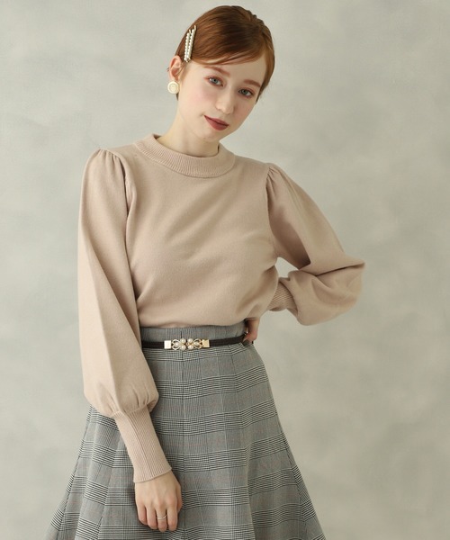 one after another NICE CLAUP（ワンアフターアナザーナイスクラップ）の「袖パフスリーブプチハイニット（ニット/セーター・レディース・アイボリー/ブラウン/ベージュ/ミント/ラベンダー・FREE）」の10枚目の写真