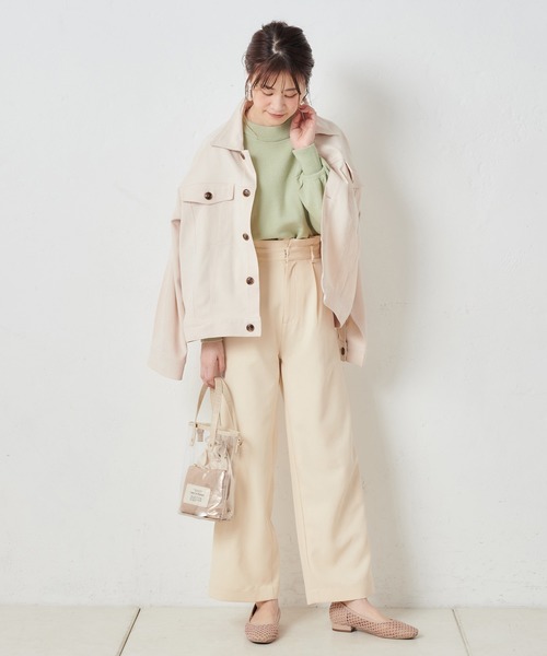 one after another NICE CLAUP（ワンアフターアナザーナイスクラップ）の「袖パフスリーブプチハイニット（ニット/セーター・レディース・アイボリー/ブラウン/ベージュ/ミント/ラベンダー・FREE）」の7枚目の写真