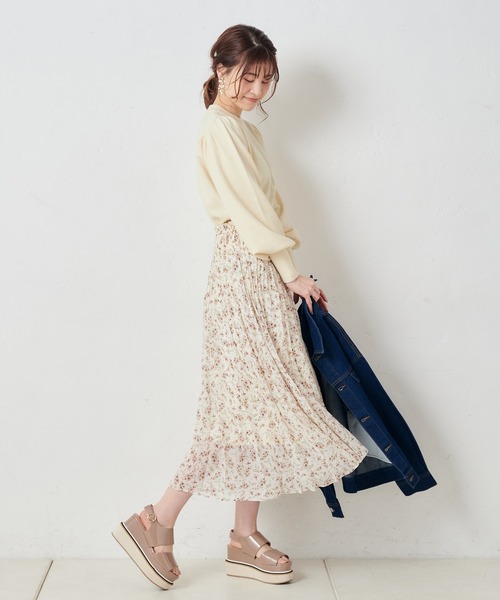 one after another NICE CLAUP（ワンアフターアナザーナイスクラップ）の「袖パフスリーブプチハイニット（ニット/セーター・レディース・アイボリー/ブラウン/ベージュ/ミント/ラベンダー・FREE）」の17枚目の写真