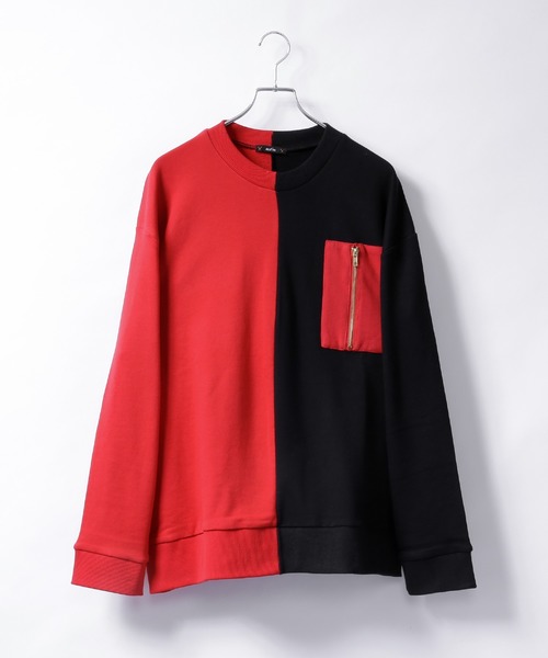 act'm（アクトム）の「act'm オーバーサイズ ZIPポケット バイカラー スウェット（スウェット・メンズ・ホワイト系その他/ブラック系その他・1/2/3）」の3枚目の写真