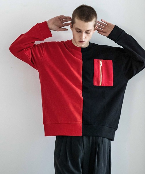 act'm（アクトム）の「act'm オーバーサイズ ZIPポケット バイカラー スウェット（スウェット・メンズ・ホワイト系その他/ブラック系その他・1/2/3）」の13枚目の写真