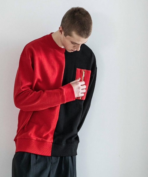 act'm（アクトム）の「act'm オーバーサイズ ZIPポケット バイカラー スウェット（スウェット・メンズ・ホワイト系その他/ブラック系その他・1/2/3）」の15枚目の写真