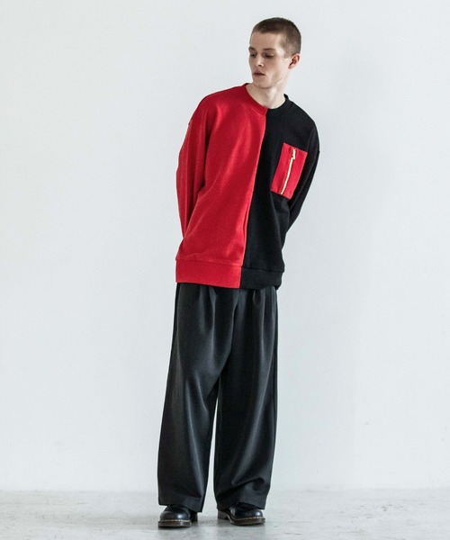 act'm（アクトム）の「act'm オーバーサイズ ZIPポケット バイカラー スウェット（スウェット・メンズ・ホワイト系その他/ブラック系その他・1/2/3）」の18枚目の写真