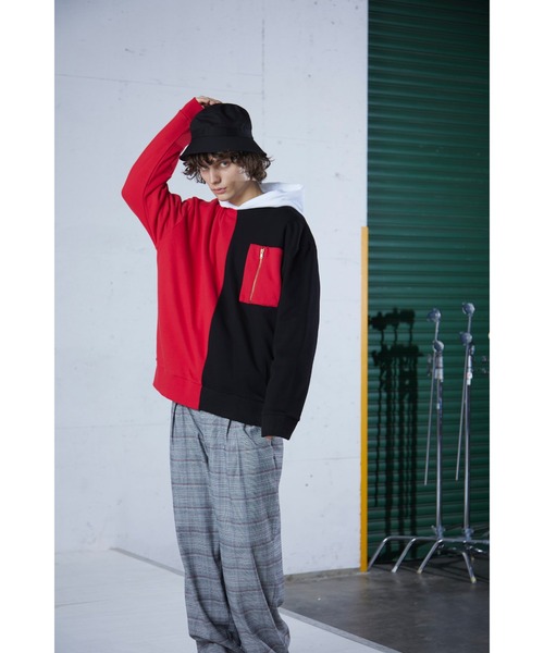 act'm（アクトム）の「act'm オーバーサイズ ZIPポケット バイカラー スウェット（スウェット・メンズ・ホワイト系その他/ブラック系その他・1/2/3）」の8枚目の写真