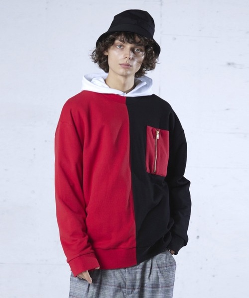 act'm（アクトム）の「act'm オーバーサイズ ZIPポケット バイカラー スウェット（スウェット・メンズ・ホワイト系その他/ブラック系その他・1/2/3）」の19枚目の写真